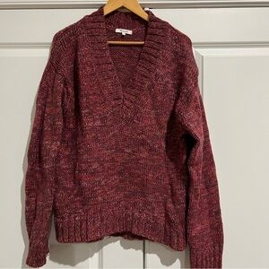 Madewell 100% Wool Marled V-Neck Sweater - Size Large